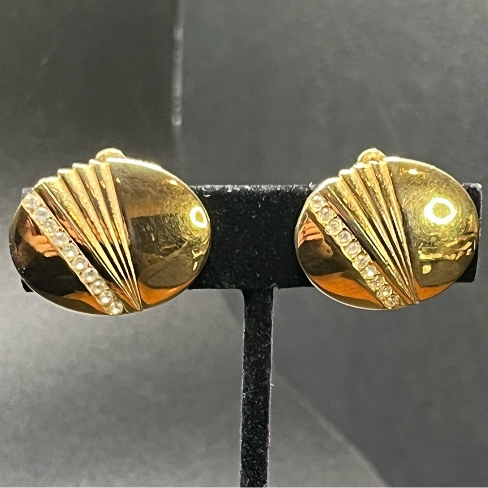 Vintage Givenchy Gold Tone Clip Earrings - Picture 3 of 7